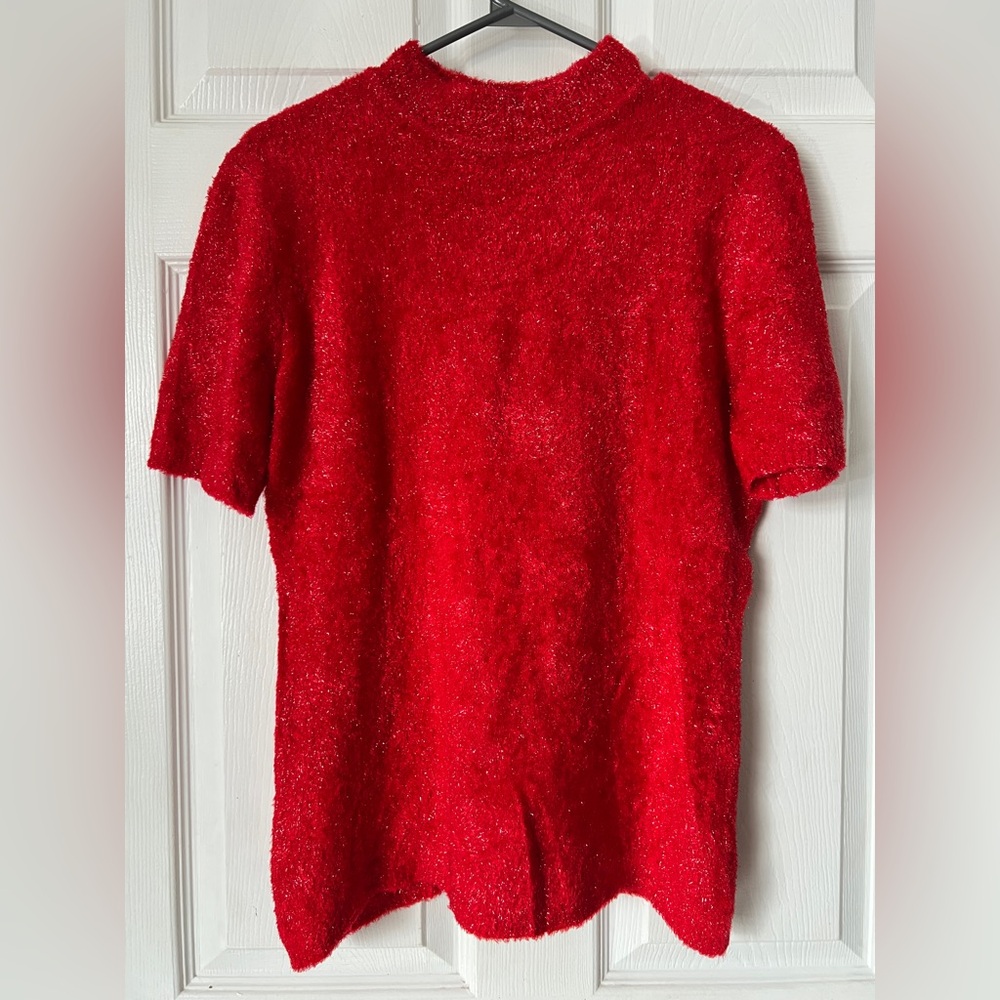 FRANCO VALERI • Red Sparkle Top glitter partycore Y2K holiday glam festival FV L - Picture 13 of 13